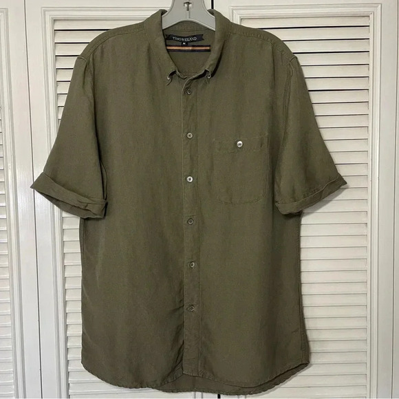 TIMO.WEILAND Casual Button Down Green Navy Shirt Medium size . - Picture 1 of 11